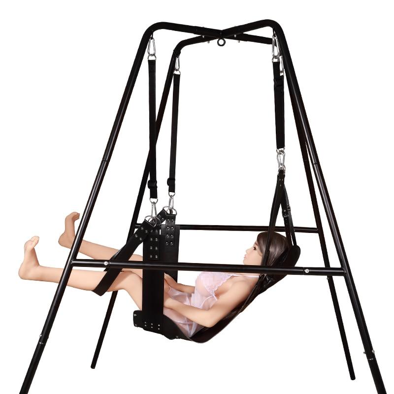 Faux Leather Love Hammock Swing With Frame Bondage Sex Furniture Bdsm