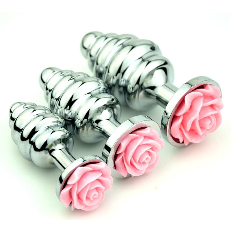 House Of Dasein Pink Rose Stainless Steel Metal Butt Plug Anal Training Bdsm
