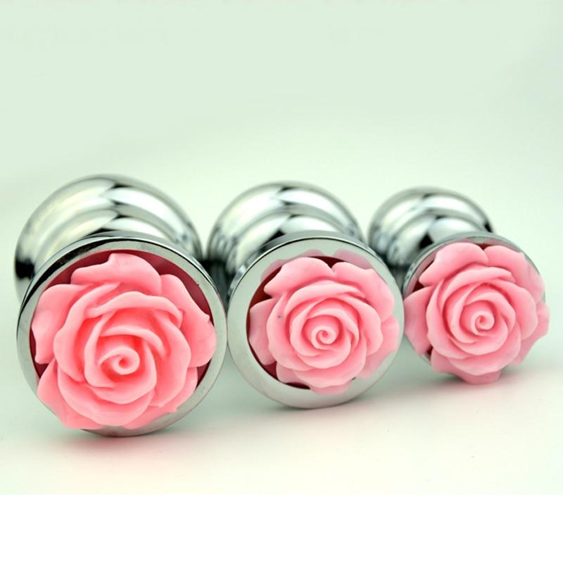 House Of Dasein Pink Rose Stainless Steel Metal Butt Plug Anal Training Bdsm