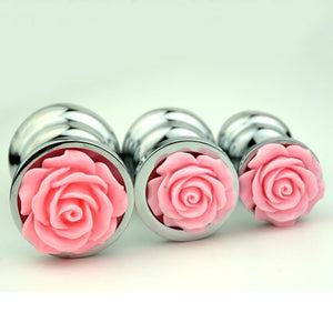 House Of Dasein Pink Rose Stainless Steel Metal Butt Plug Anal Training Bdsm