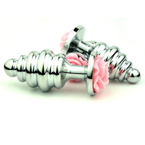 House Of Dasein Pink Rose Stainless Steel Metal Butt Plug Anal Training Bdsm