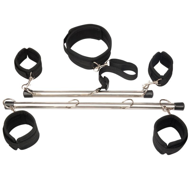 Multi-Position Bdsm Spreader Bar Kit Adjustable Collar Cuffs Restraints