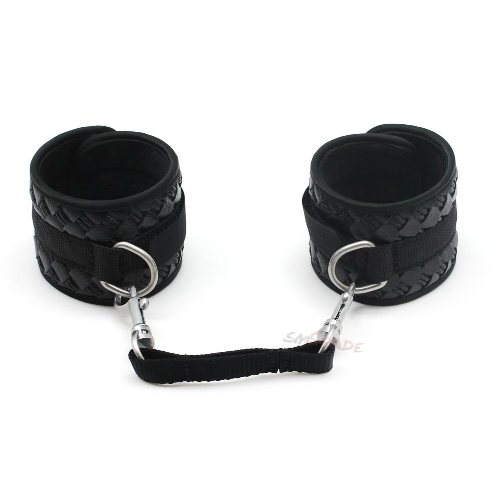 House Of Dasein Black Faux Leather Adjustable Handcuff Bdsm Restraints