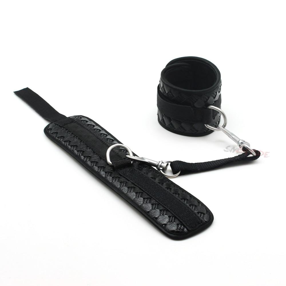 House Of Dasein Black Faux Leather Adjustable Handcuff Bdsm Restraints