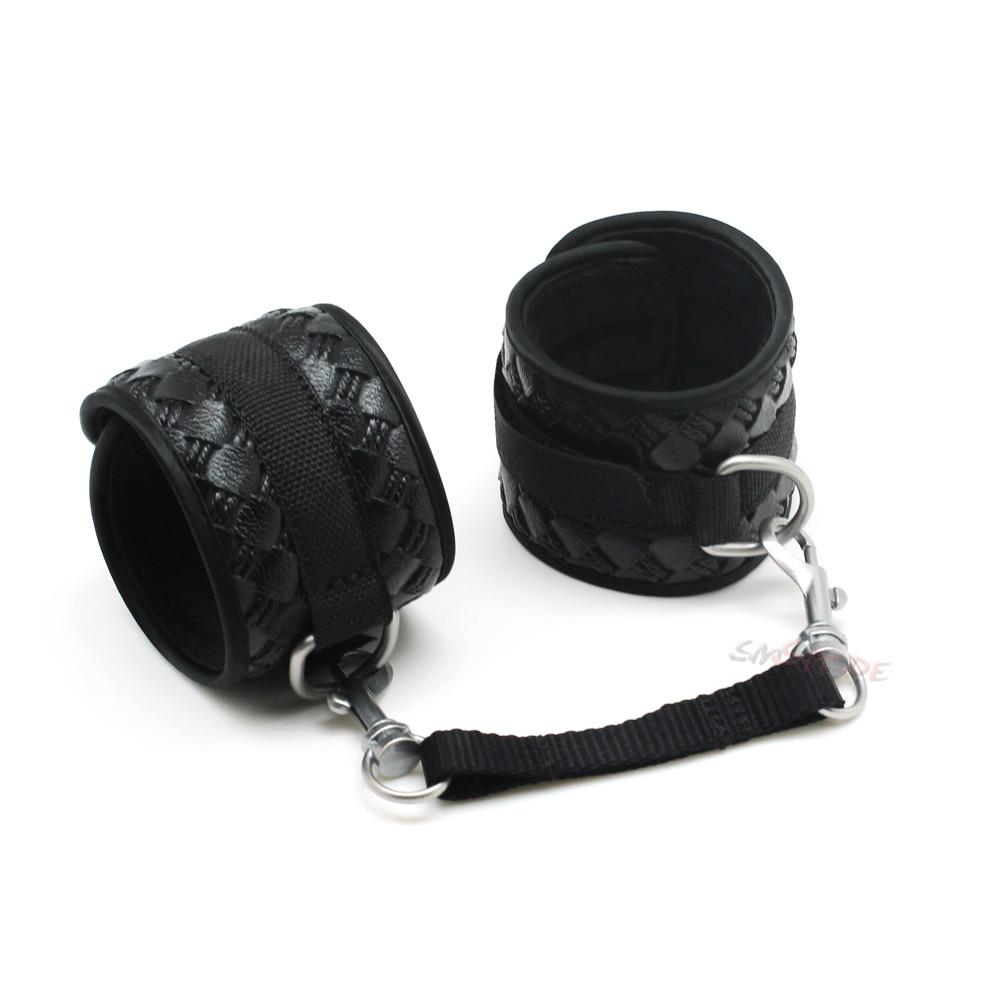 House Of Dasein Black Faux Leather Adjustable Handcuff Bdsm Restraints