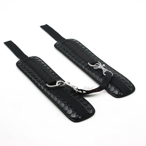 House Of Dasein Black Faux Leather Adjustable Handcuff Bdsm Restraints