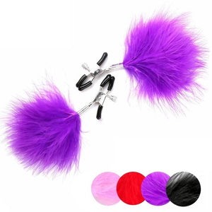 House Of Dasein Fluffy Feather Nipple Clamps Breast Bondage Kink Fetish Restraints