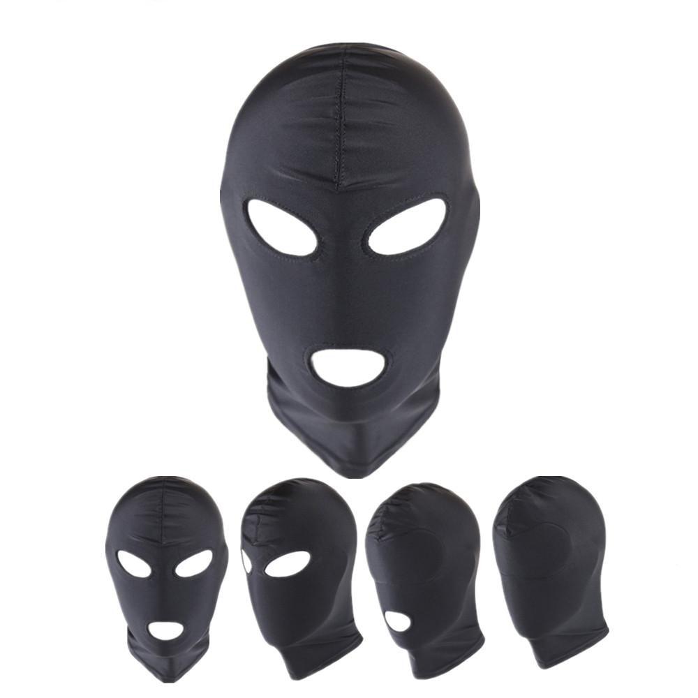 Black Hood Mask Stretchy Bdsm Head Bondage Fetish Kink Restraints