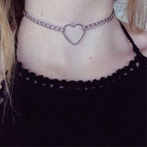 Gold Silver Heart Choker Bdsm Day Collar Submissive Necklace Symbolic Jewellery