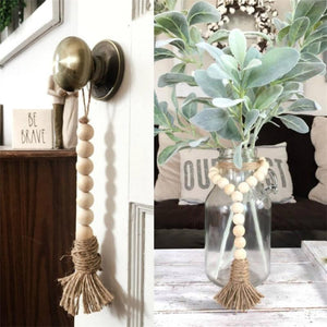 Natural Wooden Beaded Tassel Country Home Decor