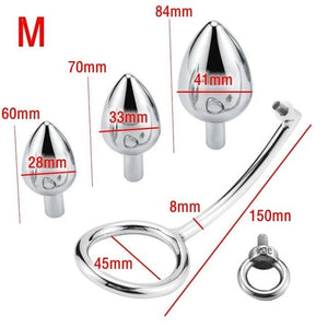 House Of Dasein Stainless Steel Anal With Cock Metal Butt Plug Penis Ring