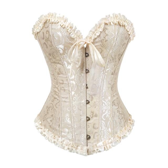 Ivory Cream Frill Corset Erotic Lingerie Fetish