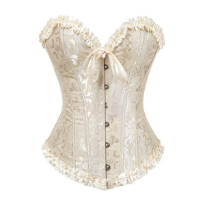 Ivory Cream Frill Corset Erotic Lingerie Fetish