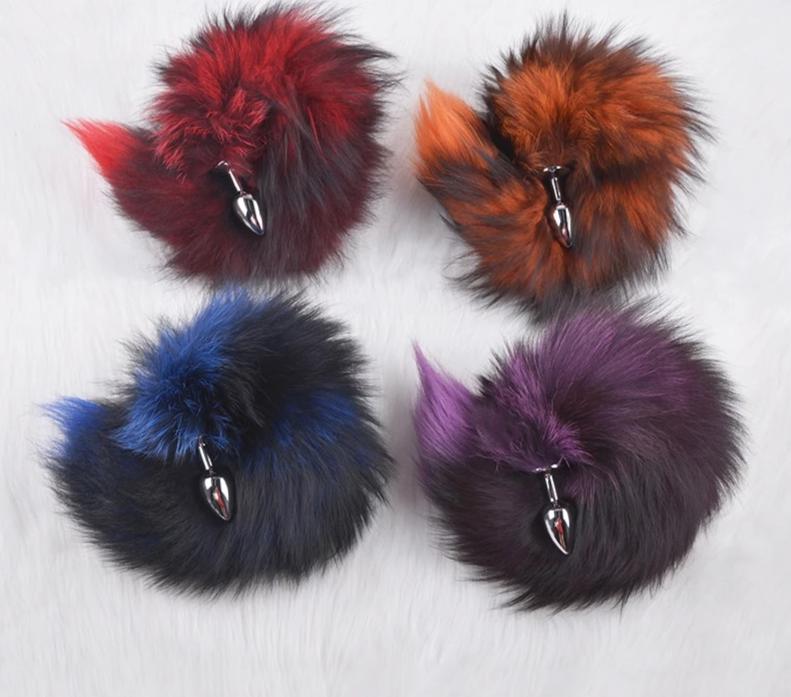 Fox Faux Fur Tail Metal Anal Stainless Steel Butt Plug Bdsm