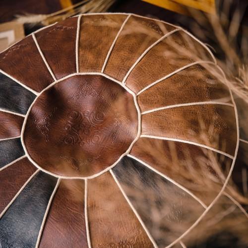 Moroccon Leather Pouf Cover