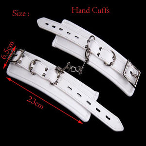 Bdsm White Wrist Ankle Cuffs Spreader Bar Bondage Kink Fetish Restraints