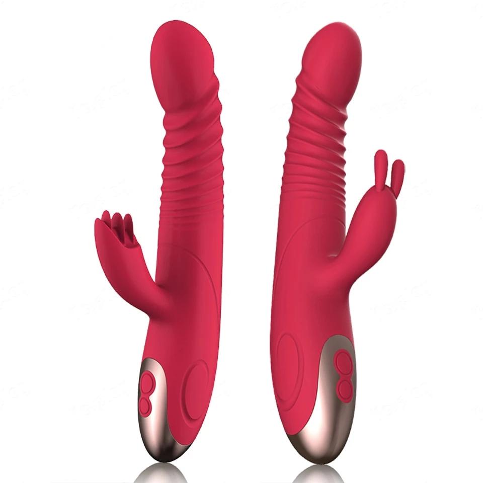 Heating Rabbit Vibrator Rechargeable Waterproof G Spot Clit Stimulator