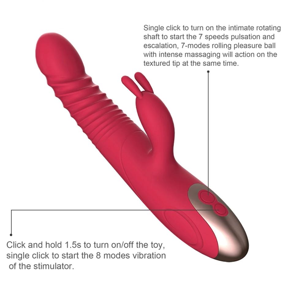 Heating Rabbit Vibrator Rechargeable Waterproof G Spot Clit Stimulator