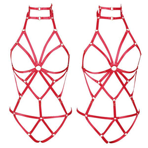 Red Elastic Sexy Harness Bondage Body Cage Accessories Erotic Lingerie Women Bdsm