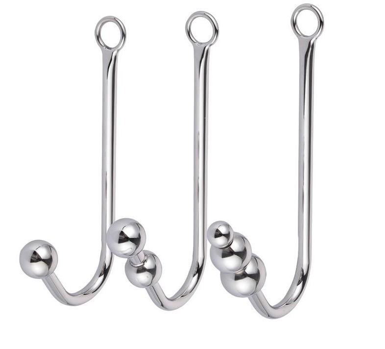 Stainless Steel Bdsm Anal Hook With Balls O-Ring Butt Plug