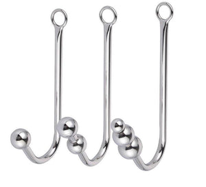 Stainless Steel Metal Anal Hook With Balls O Ring Butt Plug Bondage Restraints
