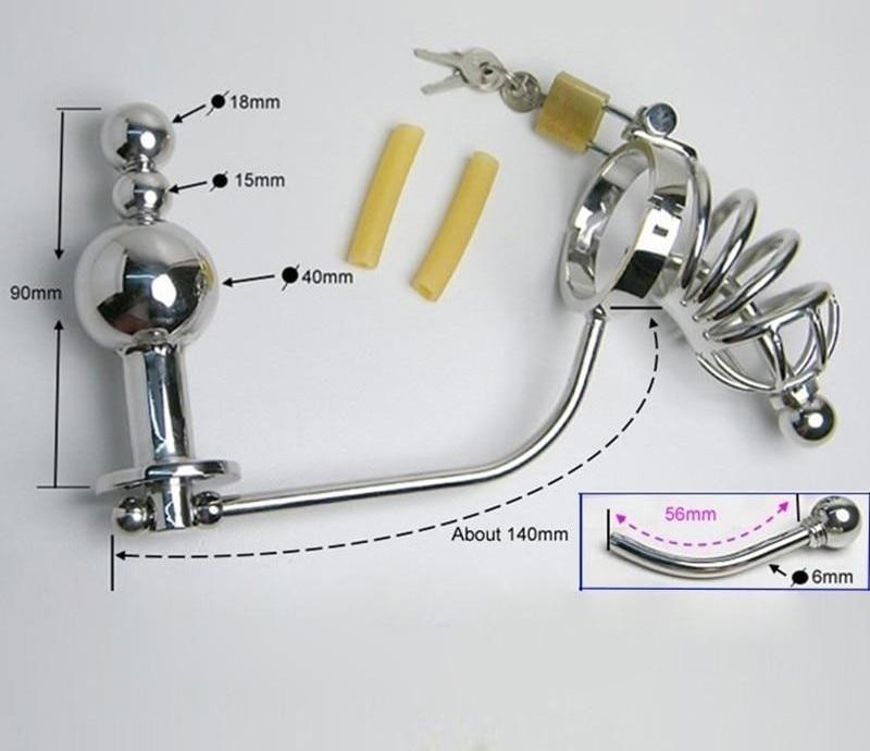 Male Chastity Belt Stainless Steel Cock Cage Penis Ring Sound Bondage Kink Bdsm
