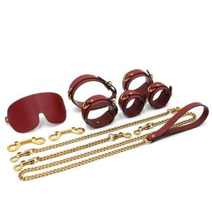 Black Red Bdsm Bondage Starter Kit Restraints Blindfold Collar Leash Cuffs