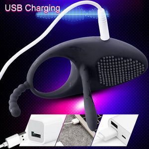 House Of Dasein Black Vibrating Cock Ring Anal Beads Butt Plug Clitoral Stimulator Couples Vibrator
