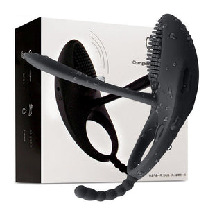 House Of Dasein Black Vibrating Cock Ring Anal Beads Butt Plug Clitoral Stimulator Couples Vibrator