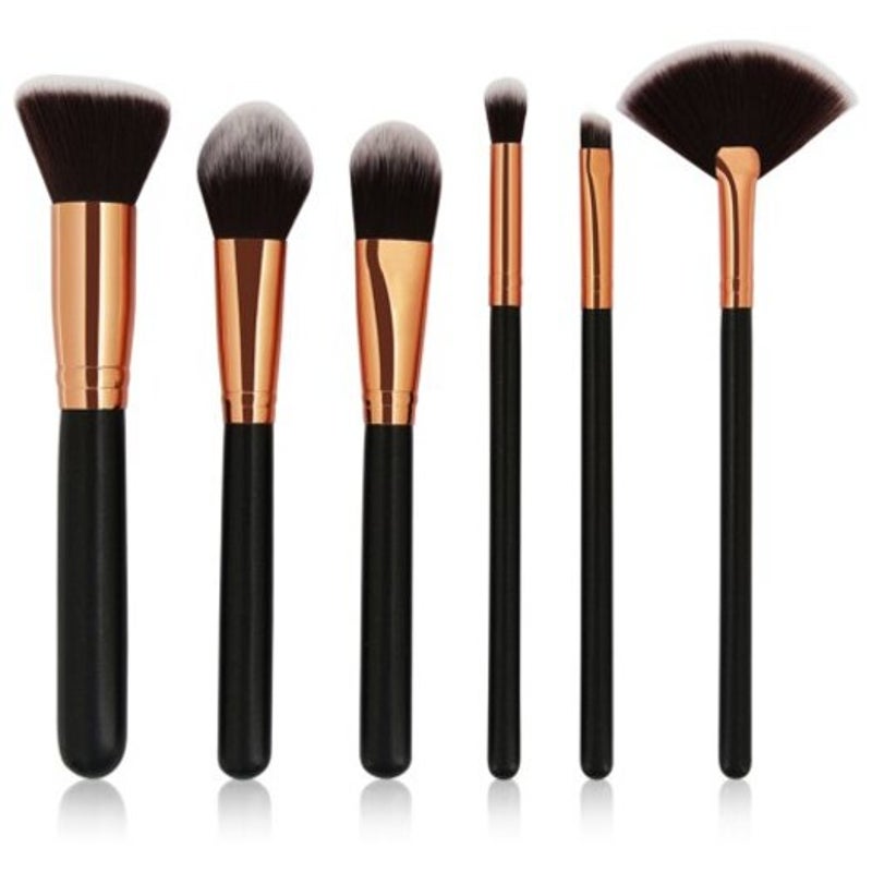 Professional 6 Pcs Ultra Soft Makeup Brushes Set Black