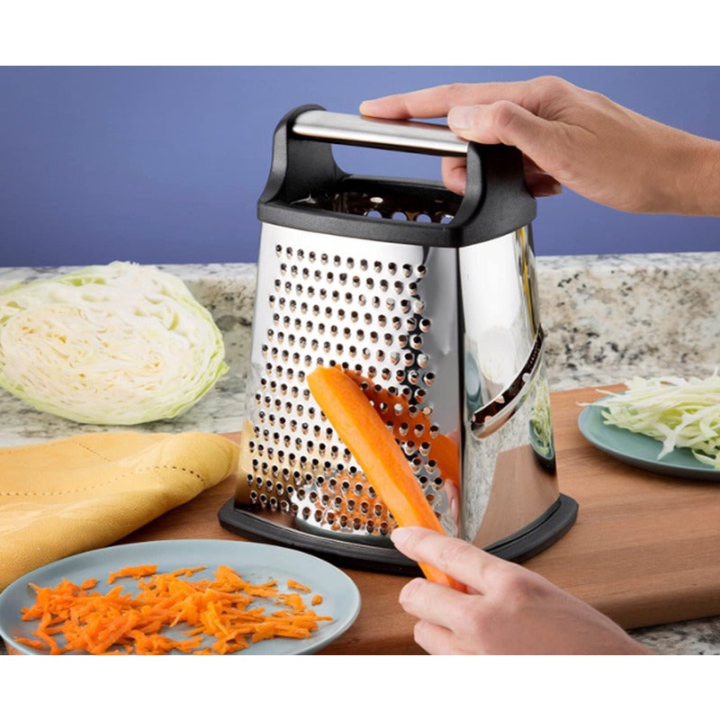 Professional Box Grater Stainless Steel With 4 Sides Best For Parmesan Cheese Vegetables Ginger