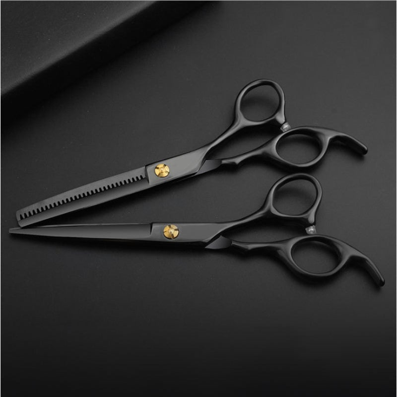 Professional Hair Cutting Scissors 9 Pcs Barber Thinning Dressing Shears Stainless Steel For Salon And Home Black 6 Inch