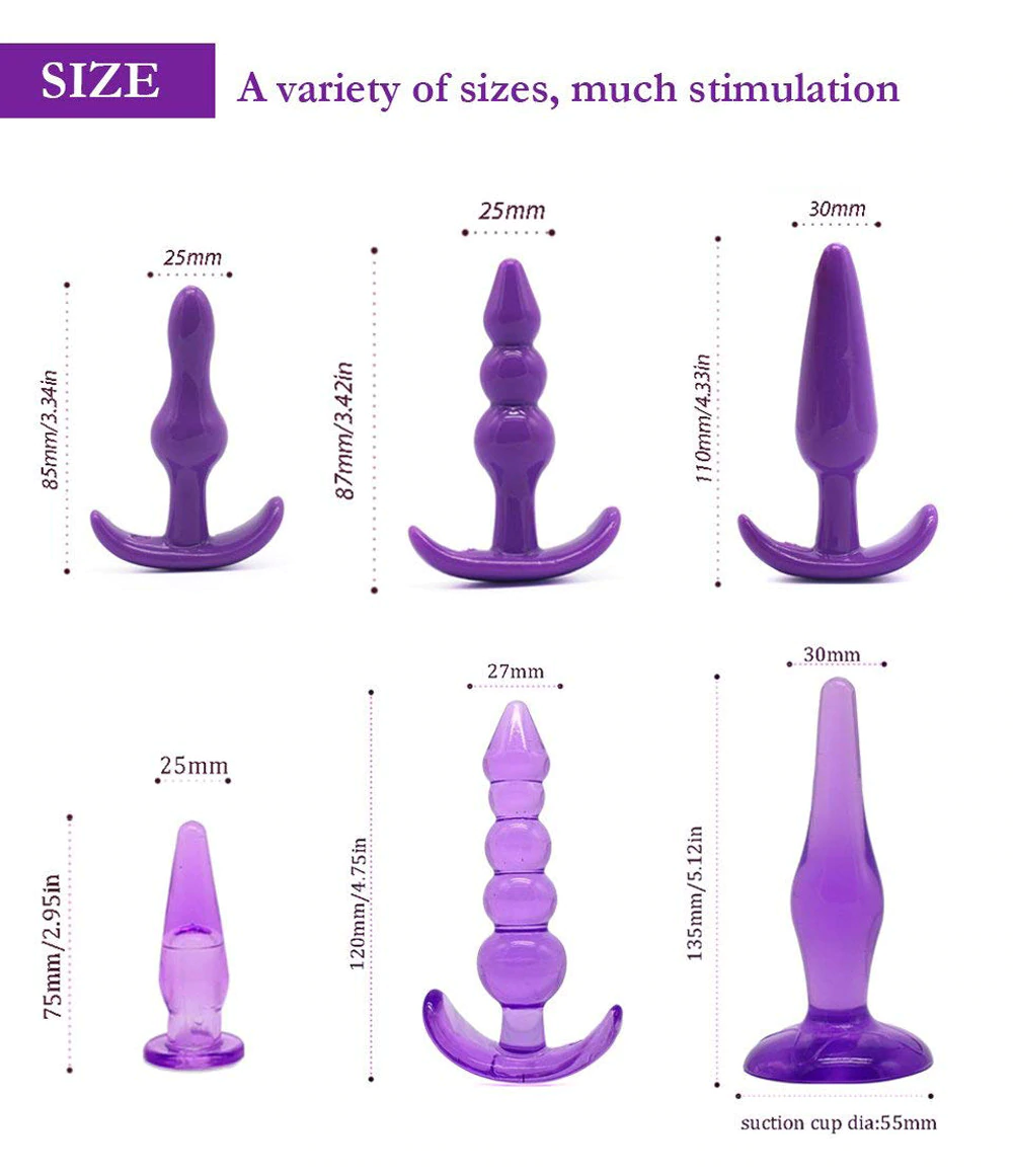 Purple Silicone Trainer Butt Plugs Set Beginner Bdsm Anal Training Kink