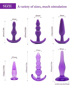 Purple Silicone Trainer Butt Plugs Set Beginner Bdsm Anal Training Kink