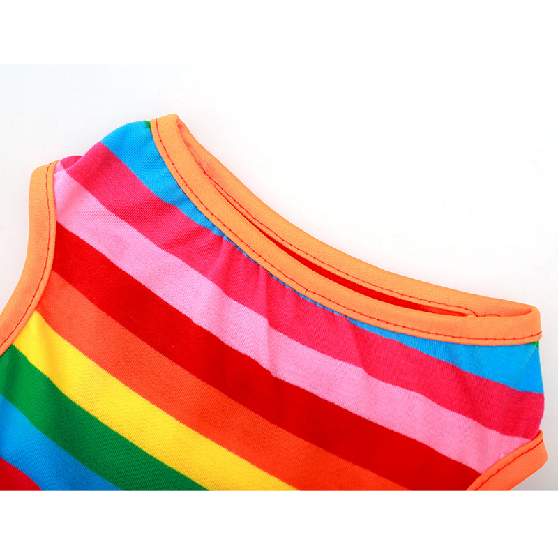 Rainbow Summer Stripes Dog Tank Top Pet Clothing