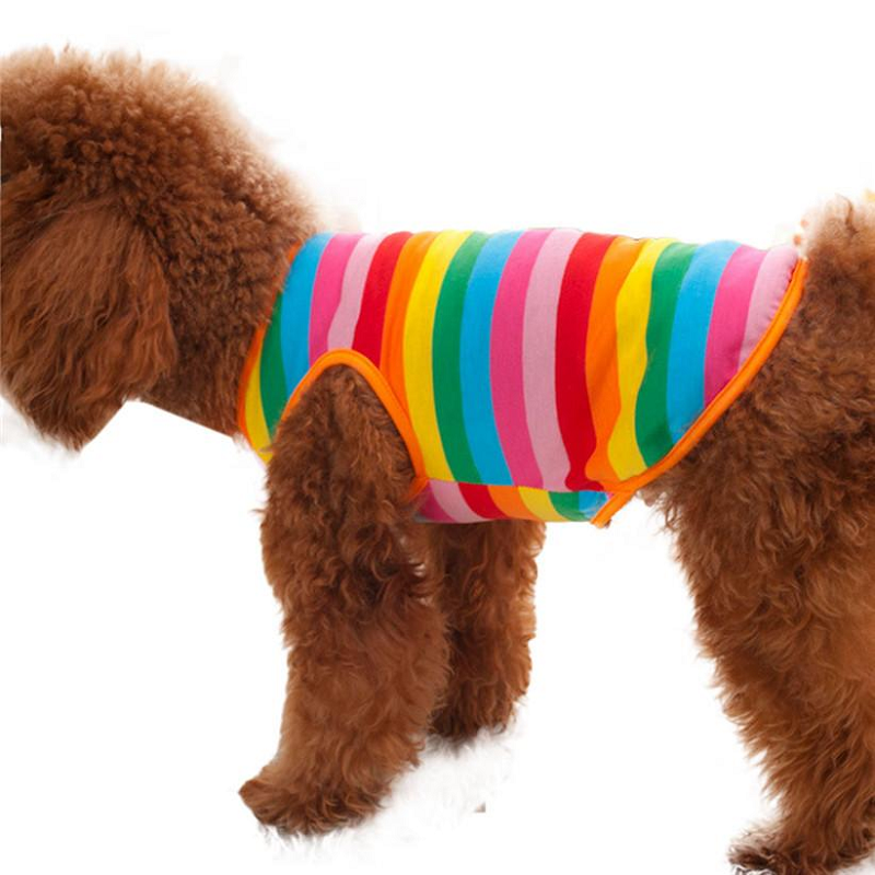 Rainbow Summer Stripes Dog Tank Top Pet Clothing