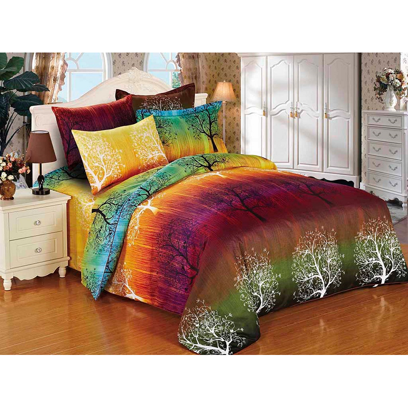 Rainbow Tree Super King Size Bed Quilt/Duvet Cover Set