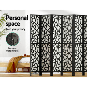 Artiss Clover Room Divider Screen Privacy Wood Dividers Stand 8 Panel Black