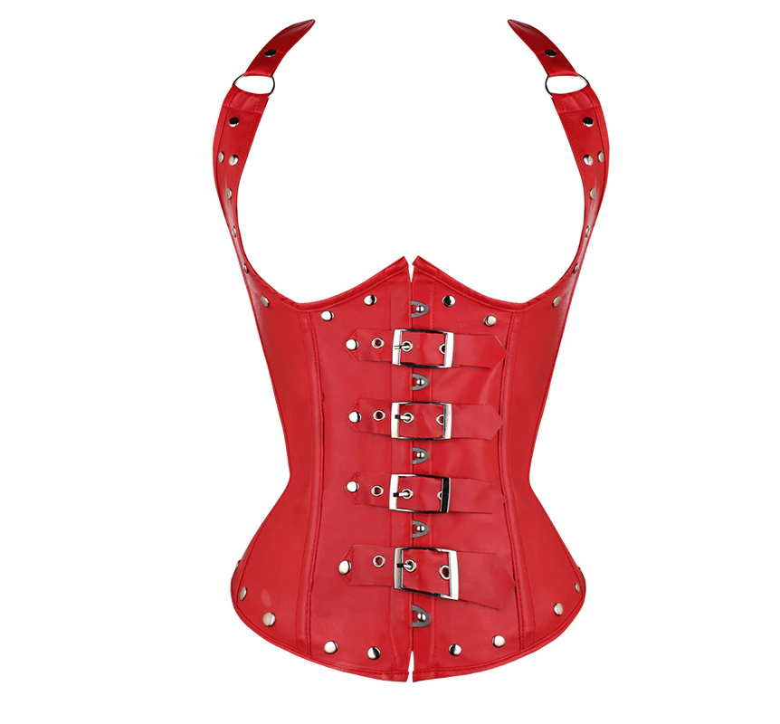 Black Red Under Bust Steel Boned Corset Sexy Punk Fetish Wear Women Bdsm