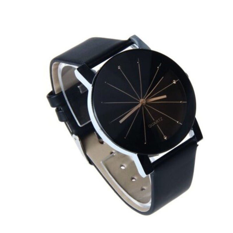 Couple Lover Watches Quartz Dial Clock Pu Leather Wristwatch