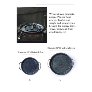 Retro Metal Plate With Handles Decorative Bread Tray