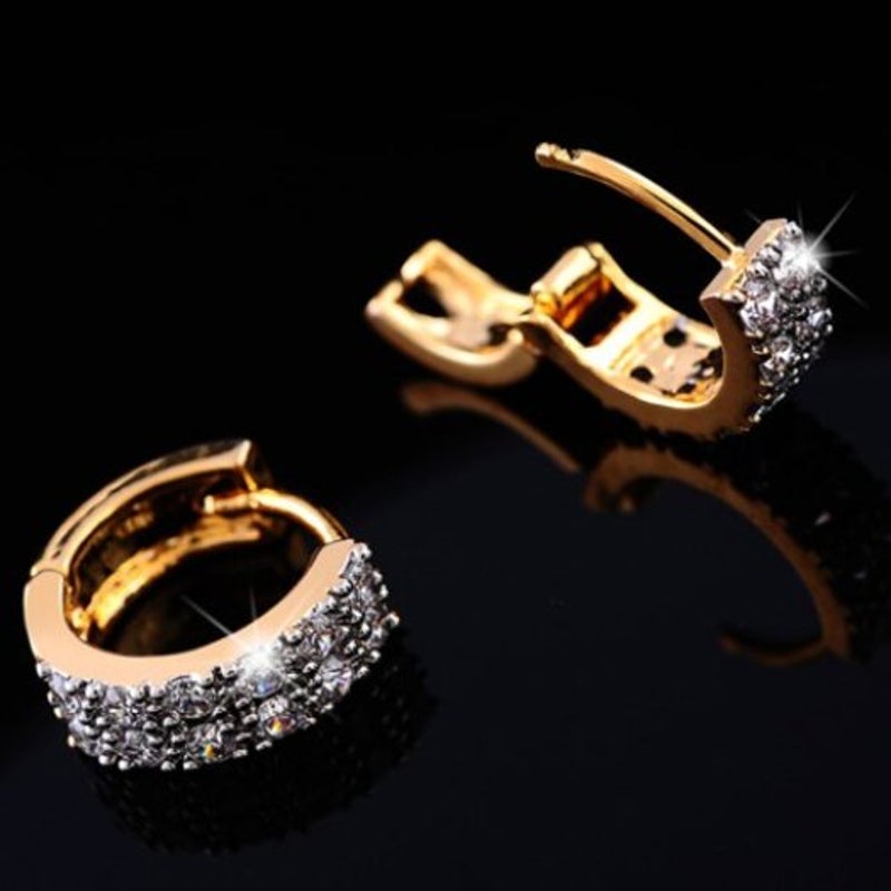 Veile Studios Rhinestoned Round Hollow Out Earrings Golden