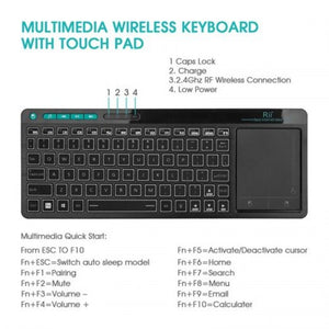 Rii K18 Plus 2.4G Wireless Keyboard With Touch Pad Multimdeia Rgb Backlit Us Black