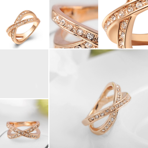 Veile Studios Women Crystal Fashion Ring Jewelry Diamond Plating Rose Gold