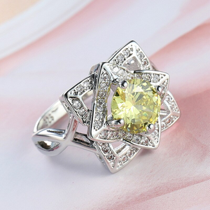 Veile Studios Rings White Gold Plated Yellow Round Zircon