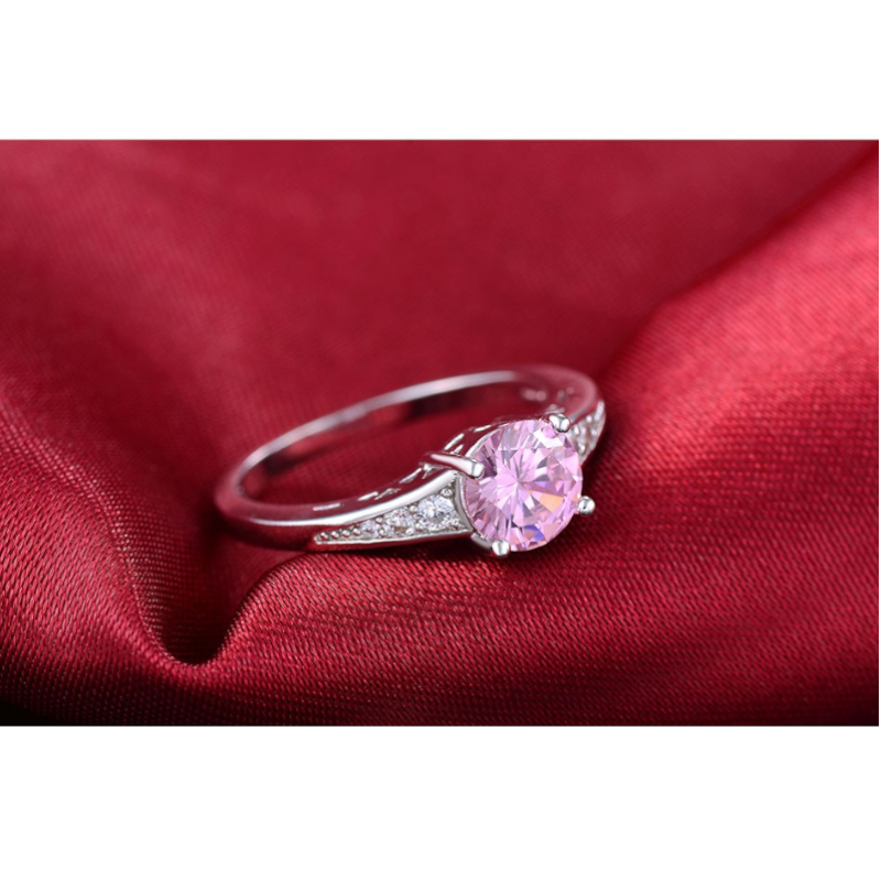 Veile Studios Pink Womens Ladies Ring Zirconia Wedding Engagement Jewelry Party Accessories