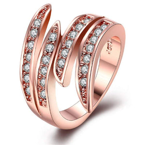 Veile Studios Rose Gold Fashion Banquet Exaggerated Lady Ring Multilayer Retro Silver Cross Zirconia