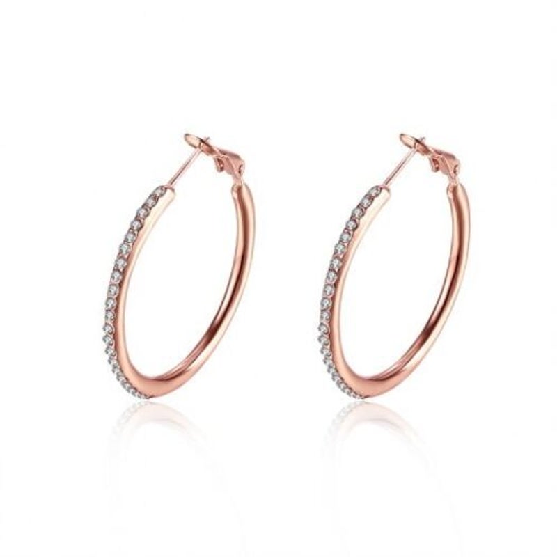 Rose Gold Round Czech Diamond Earrings