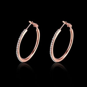 Rose Gold Round Czech Diamond Earrings