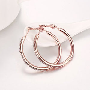 Rose Gold Round Czech Diamond Earrings